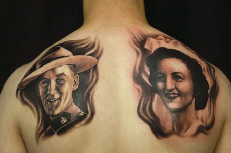 tattoos/ - GrandParents portrait, finished at Good Point Tattoo, Oakville CA - 68748